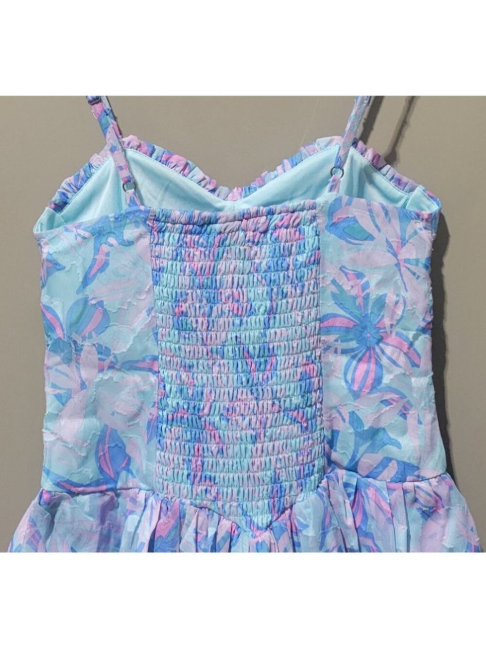 Wild Fable Blue Tropical Floral Tiered Fit & Flare Mini Dress -- Medium 8/10 - Picture 7 of 11